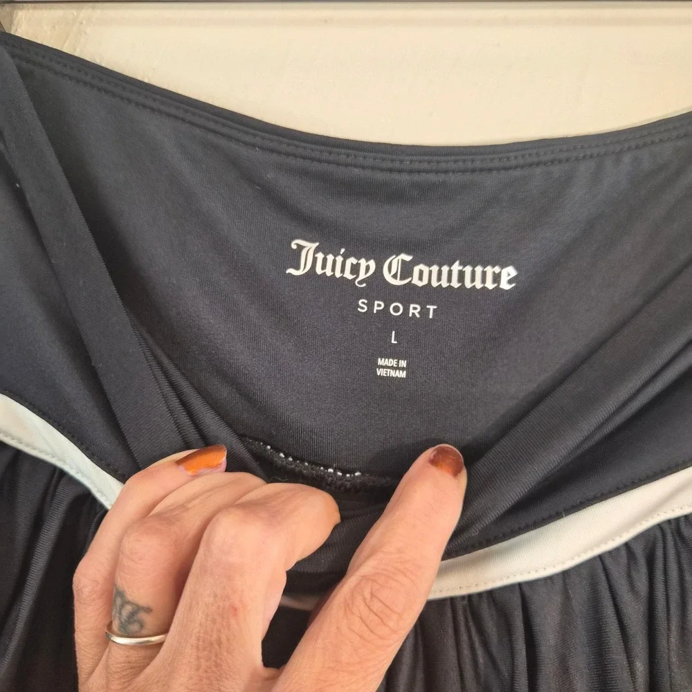 Juicy Couture Sport Tennis Skort Womens Large Black Pleated Athleisure Sporty
